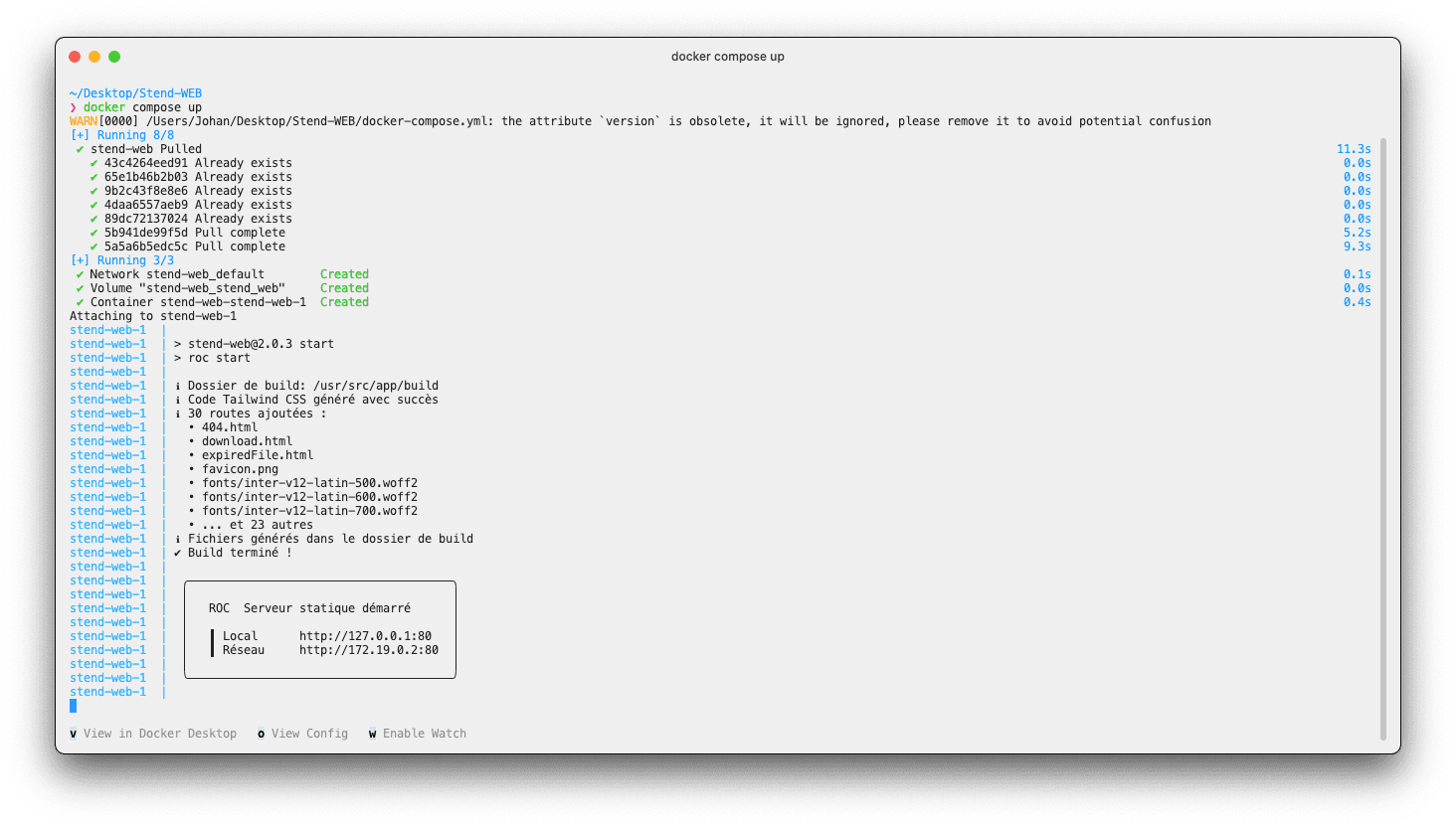Démarrer le conteneur à l'avant-plan