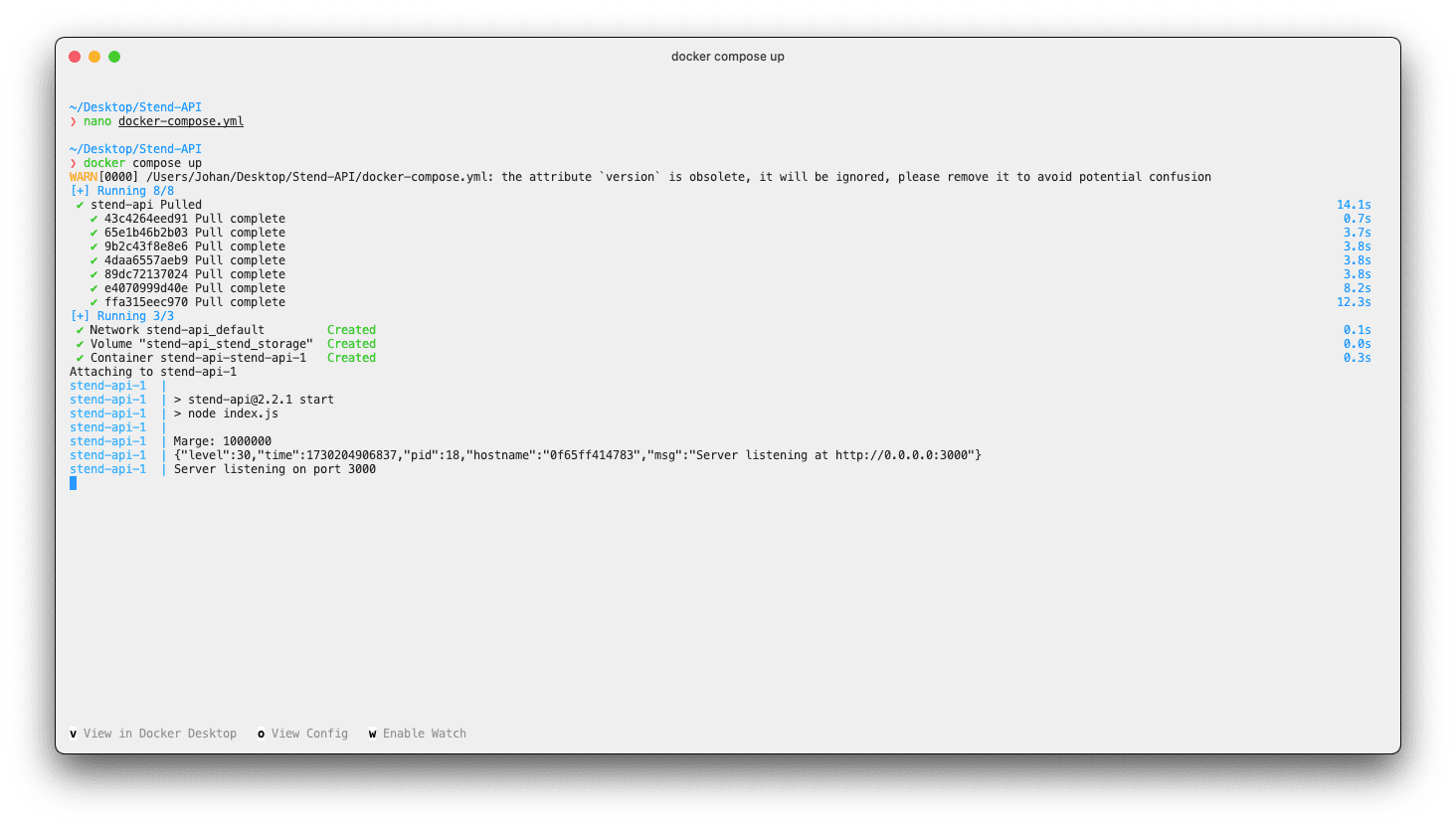 Démarrer le conteneur à l'avant-plan