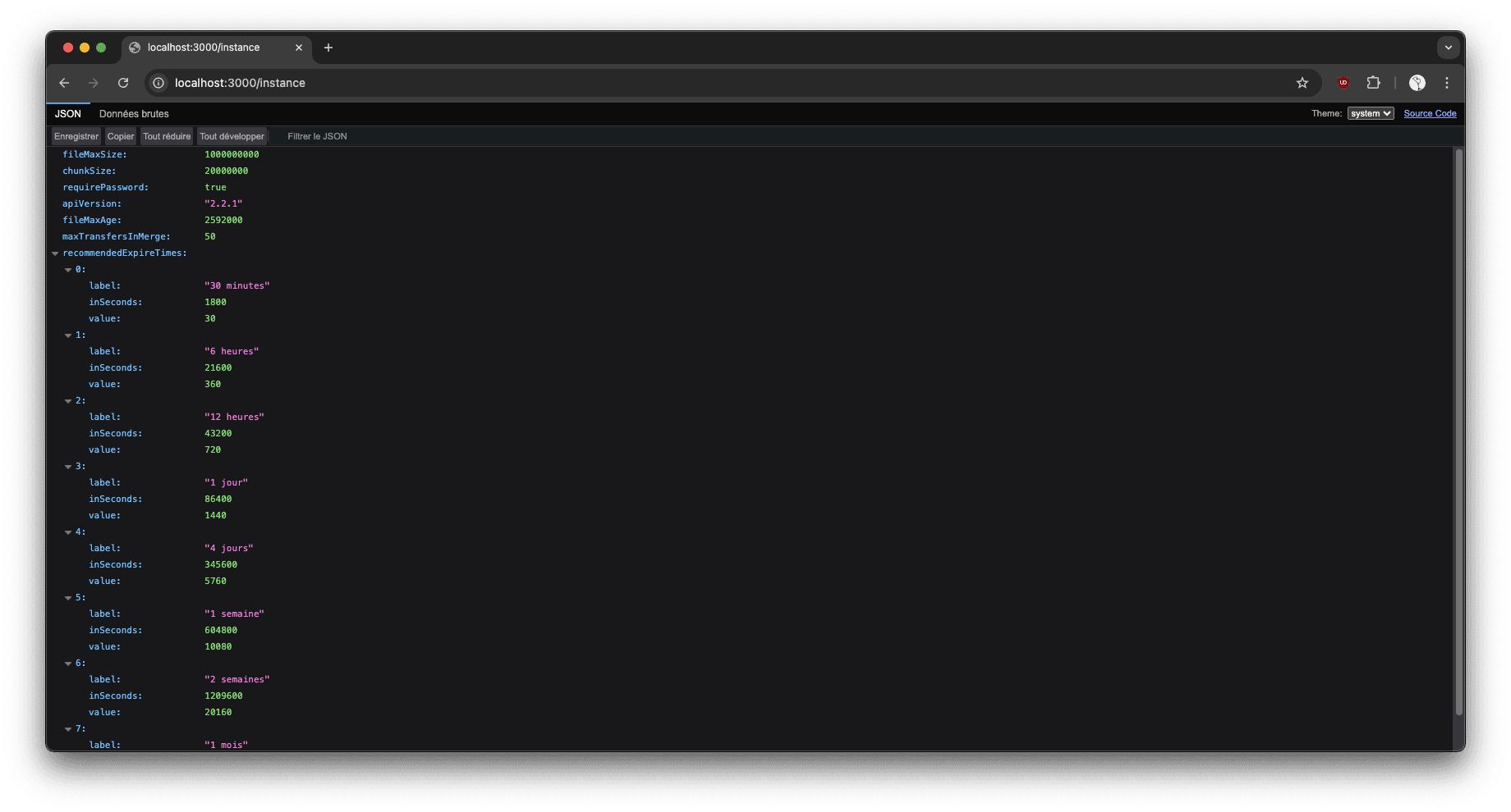 Requête pour vérifier l'instance