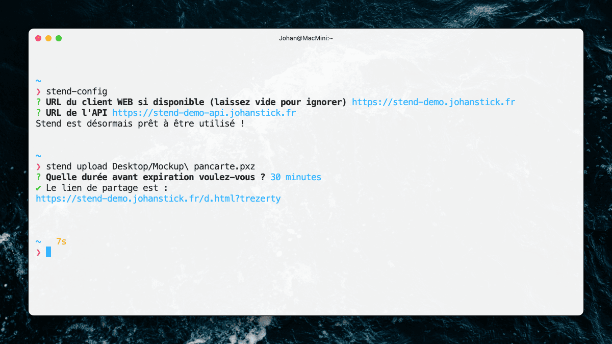 Configurer et envoyer depuis le CLI de Stend